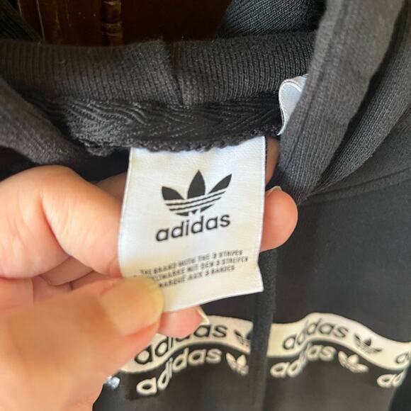 Adidas Originals R.Y.V. Women's Hoodie Black Trefoil Logo Tape Drop Shoulder - Picture 5 of 9